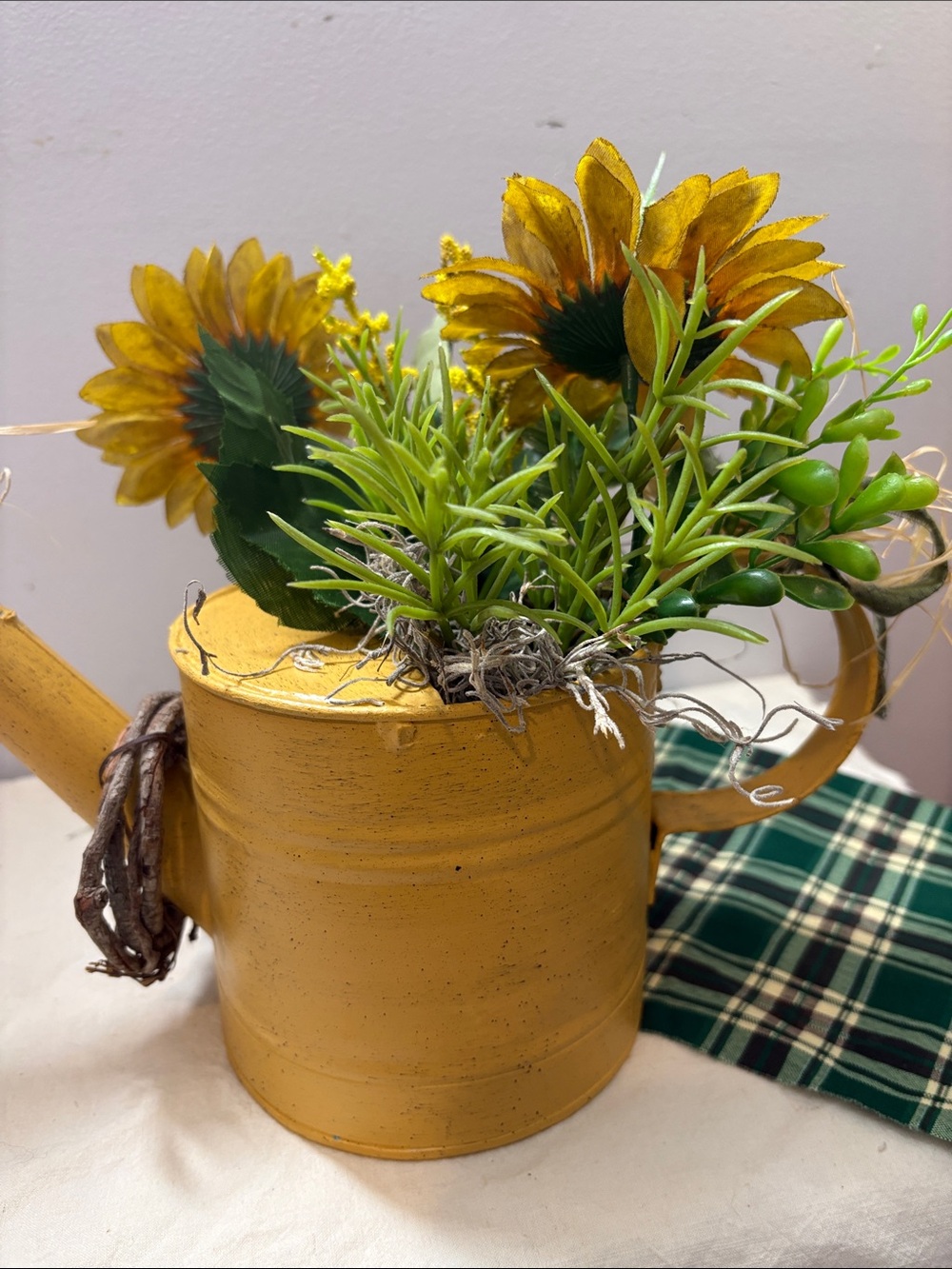 Yellow Sunflower Watering Can Floral Accents - Picture 5 of 5